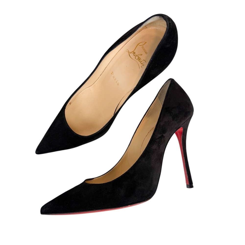 Christian‎ Louboutin Pigalle 100 Black Suede Pumps Stiletto Heels Size EU 37